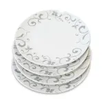 Plato Base Porcelana Flor Gris 4 Unidades Doral-1769696468694