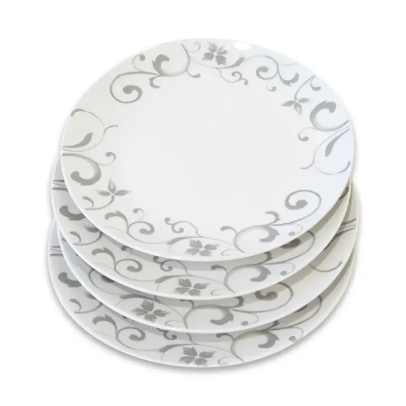 Plato Base Porcelana Flor Gris 4 Unidades Doral-1769696468694