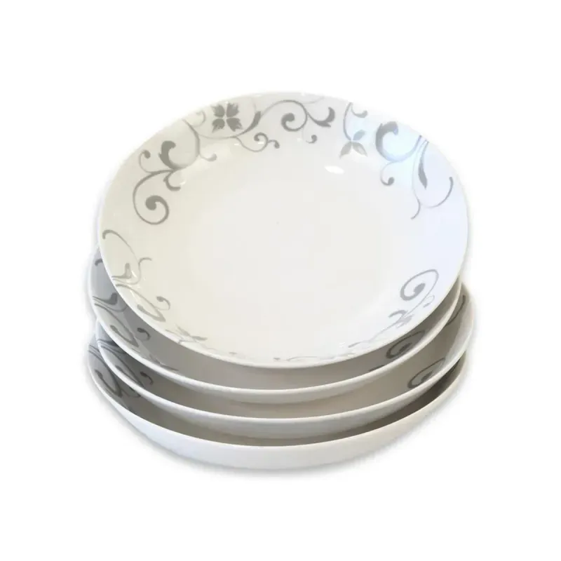 Plato Hondo Porcelana Flor Gris 4 Unidades Doral-1769696532210