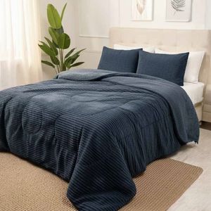 Plumon King Corduroy Coral Sherpa Azul Mashini