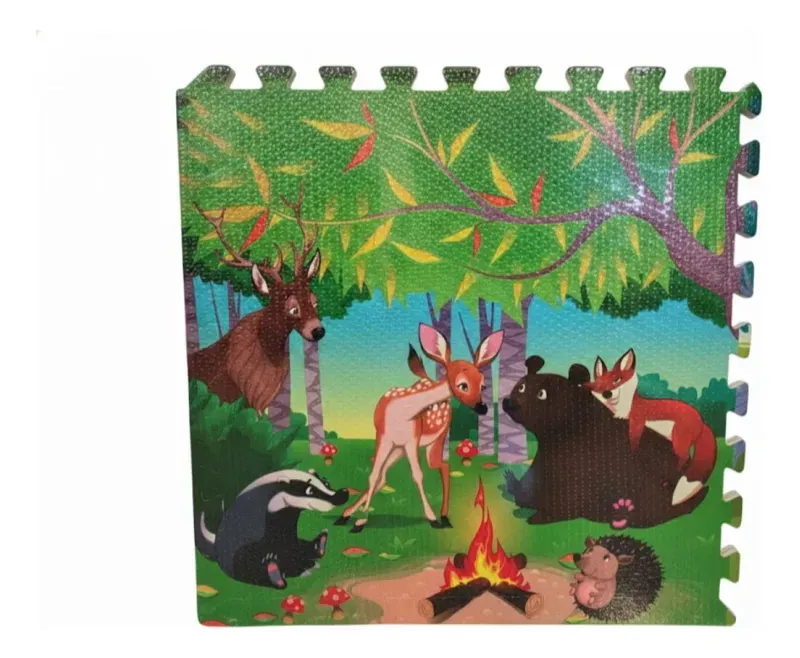 Alfombra Antigolpe Bebe 60X60X0.9Cm Goma Eva 4 Piezas Jungla  Bighouse-1769714378203