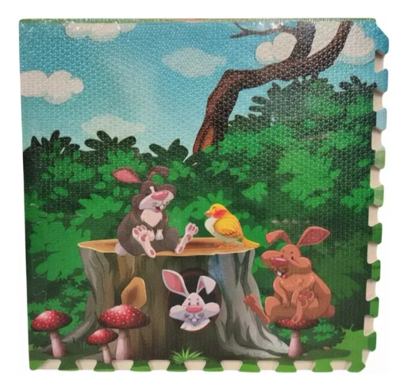 Alfombra Antigolpe Bebe 60X60X0.9Cm Goma Eva 4 Piezas Jungla  Bighouse-1769714409164