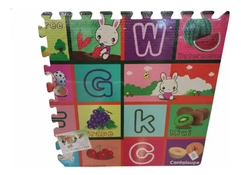 Alfombra Antigolpe Bebe 60X60X0.9Cm Goma Eva 4 Piezas Abecedario Frutas Bighouse-1769714487810