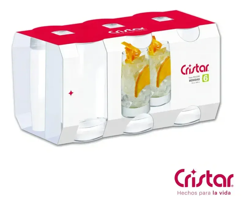 Vaso 388Ml Toledo 6 Unidades Cristar-1768590367687