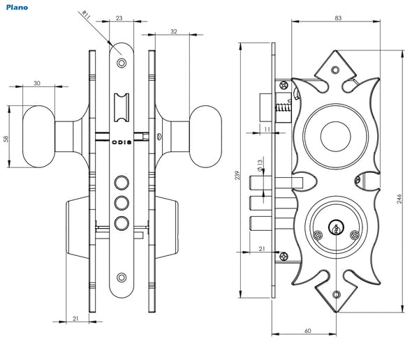Cerradura Embutir 206 Cm Colonial Odis-1770903961684