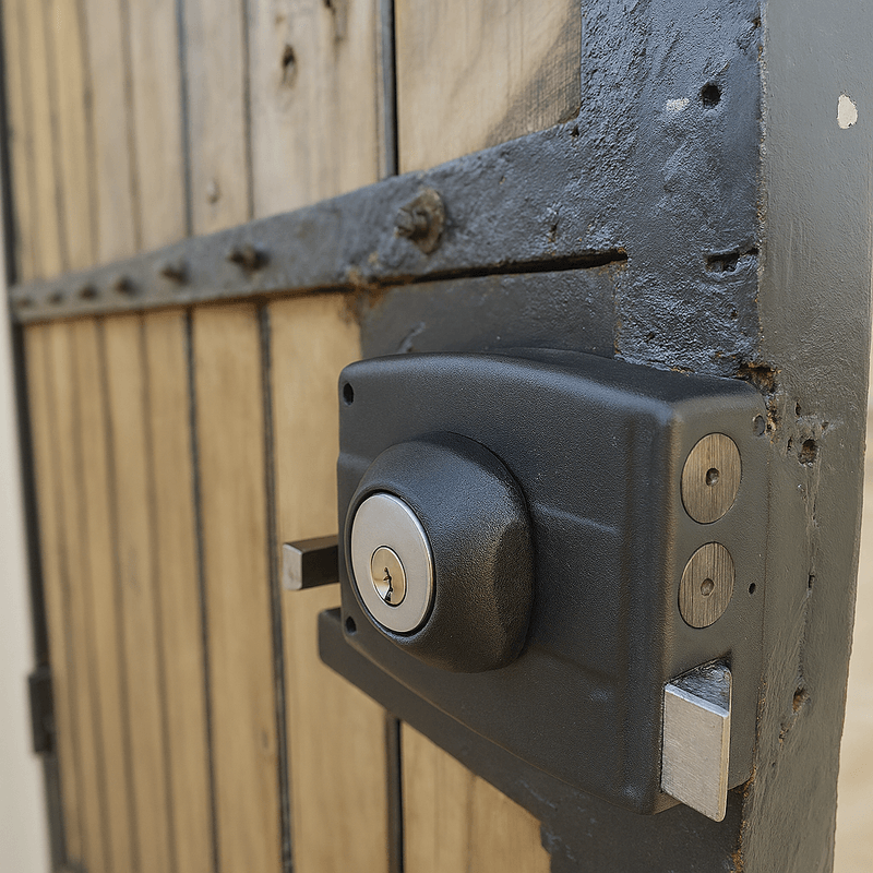 Cerradura Sobrep P/Rejas Mod 323 Negra 30Mm Odis-1770905698062