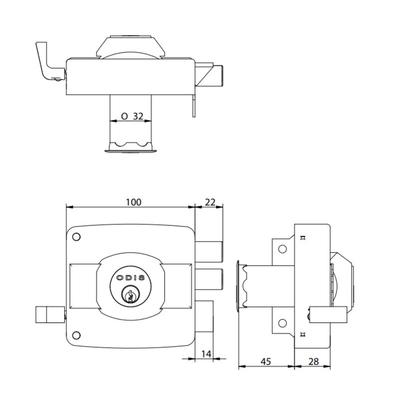 Cerradura Sobreponer Mod324 45Mm Negra Odis-1770905857015
