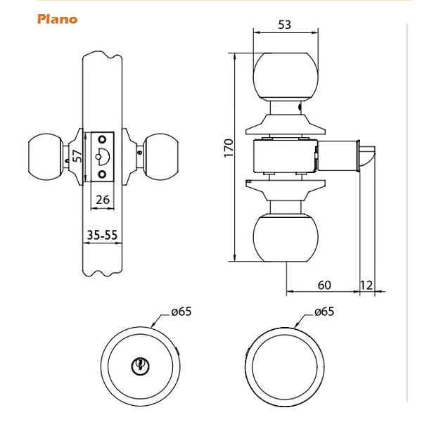 Cerradura Cilindrica 101 Acceso Bronce Pulido Oister-1770908210039
