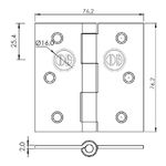 Bisagra 3 X 3 Acero Canto Recto Bronce Pulido 3 Unidades Odis-1770909689190