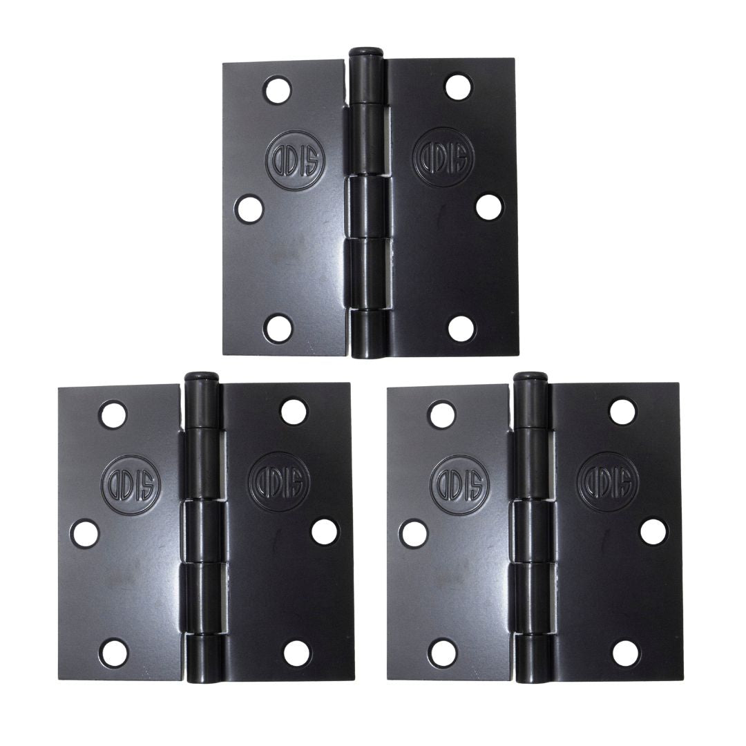 Bisagra 3.5 X 3.5 Acero Canto Recto Negro 3 Unidades Odis