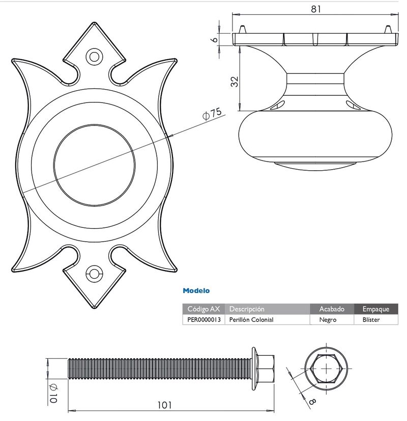 Perillón Colonial Negro Odis-1770910316462