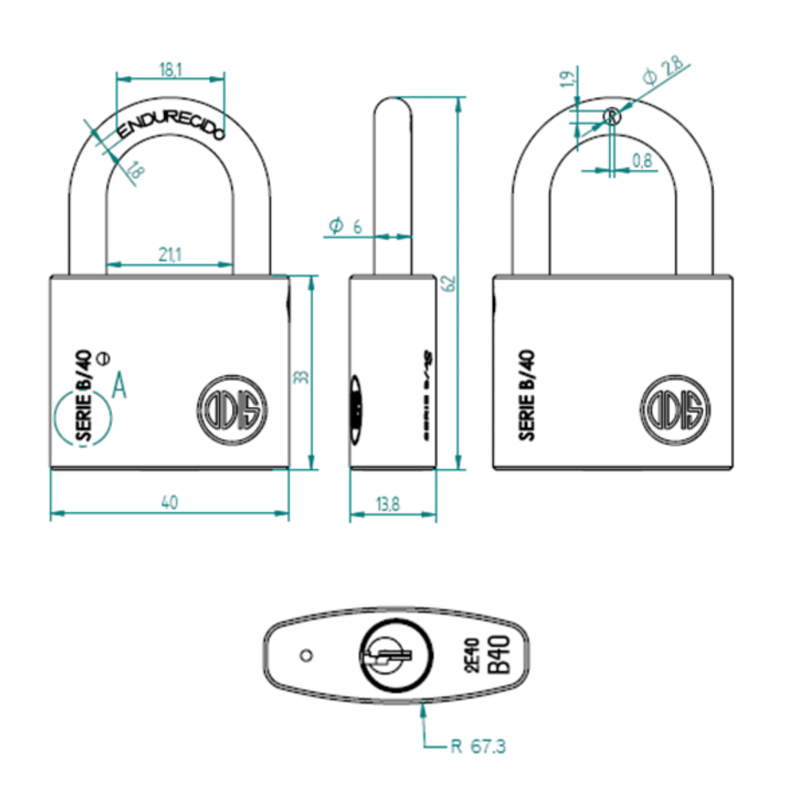 Candado 40Mm Odis-1770912477473
