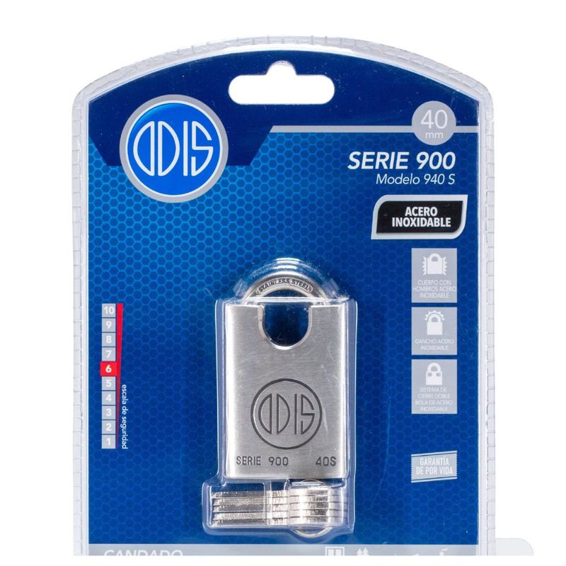 Candado 40Mm Acero Inox. Premium Mod.940 Odis-1770912562782