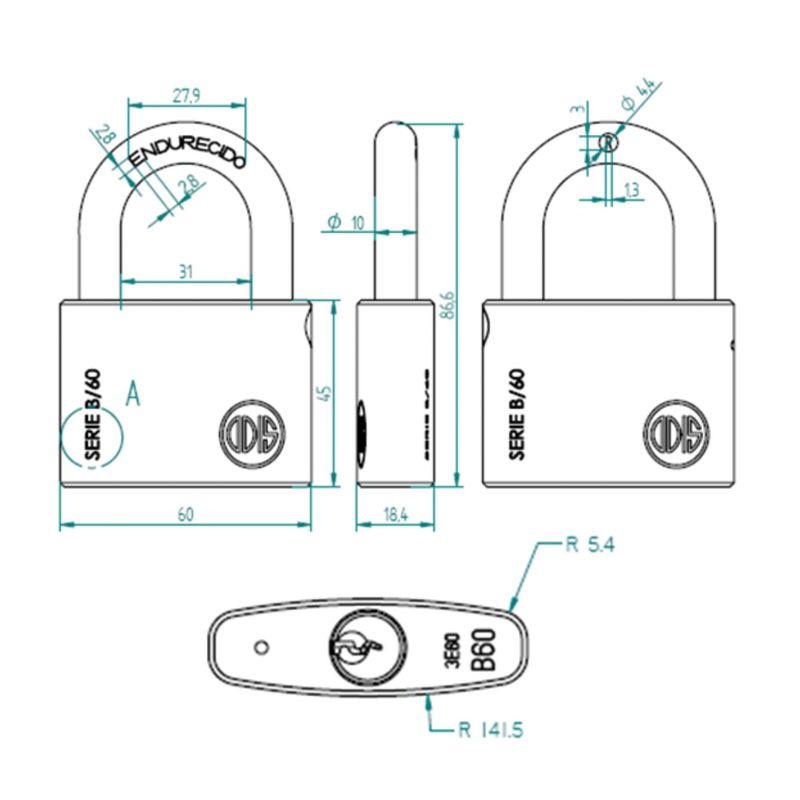 Candado 60Mm Odis-1770913500706