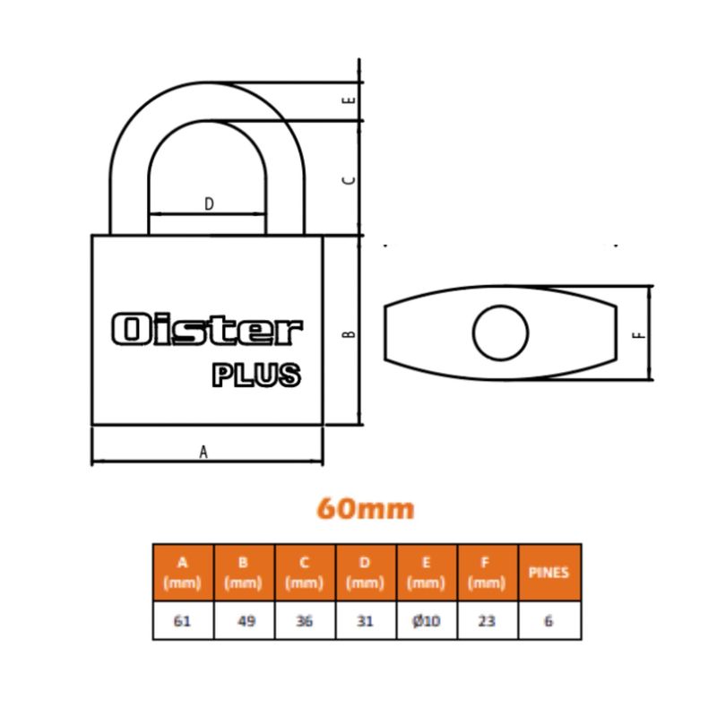 Candado 60Mm Plus Negro Bt Oister-1770915574993