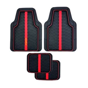 Piso De Goma Para Auto 4 Pieza Negro Rojo Goodyear