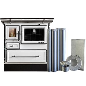Cocina A Leña Mueble Mz90 92X62 Con Kit Blanca Alcazar