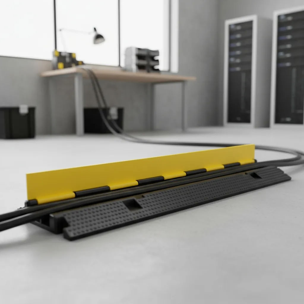 Protector De Cable Para Piso 1000X25X5Cm Negro Amarillo Rubber
