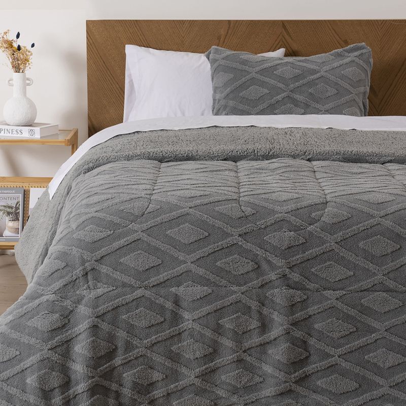 Plumon 1.5 Plaza Jacquard Sherpa Rombo Gris Mashini-1776355337310