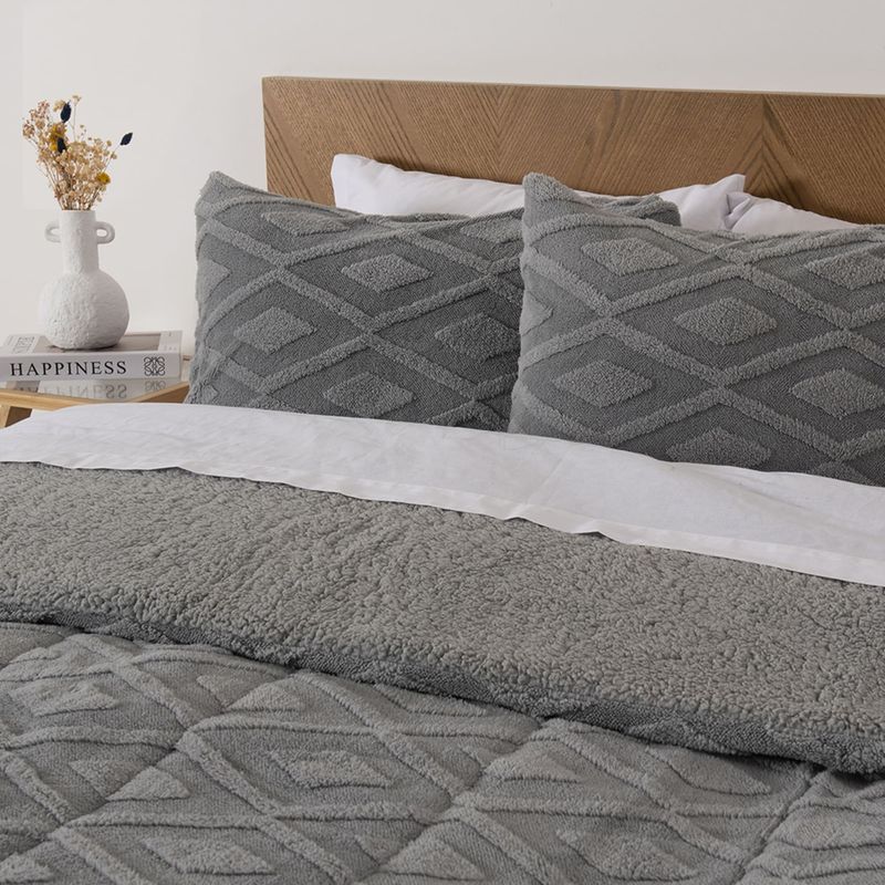 Plumon 1.5 Plaza Jacquard Sherpa Rombo Gris Mashini-1776355605835
