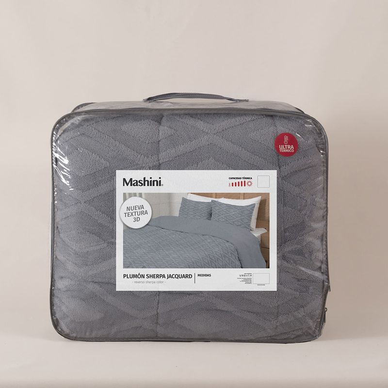 Plumon 1.5 Plaza Jacquard Sherpa Rombo Gris Mashini-1776355608908