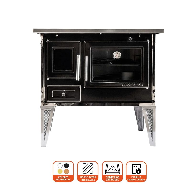 Cocina A Leña 92*62Cm Con Kit Negra Alcazar-1739211310471