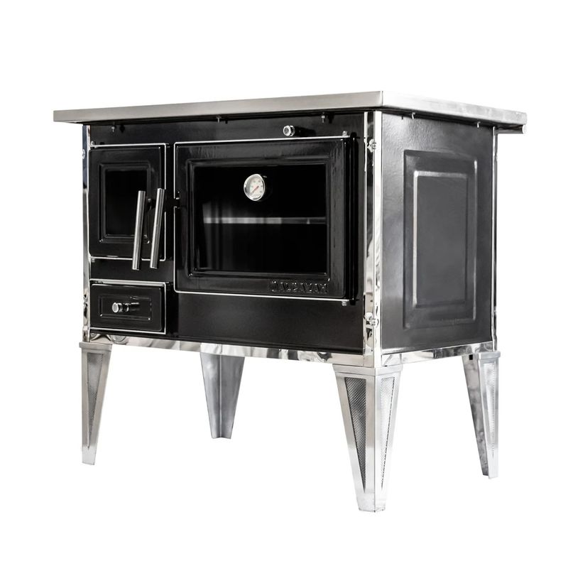 Cocina A Leña 92*62Cm Con Kit Negra Alcazar-1739211319772