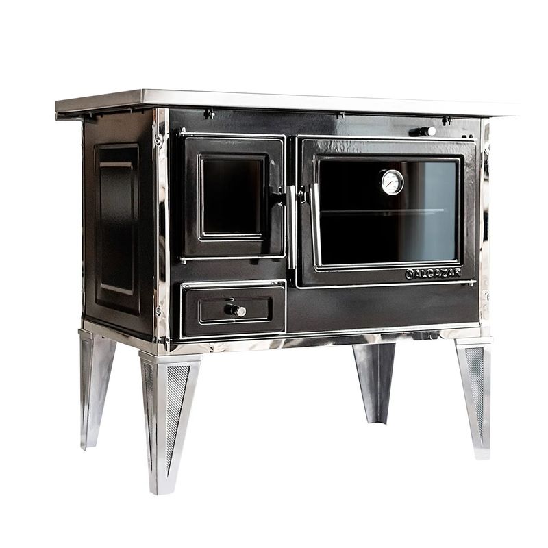 Cocina A Leña 92*62Cm Con Kit Negra Alcazar-1739211323036
