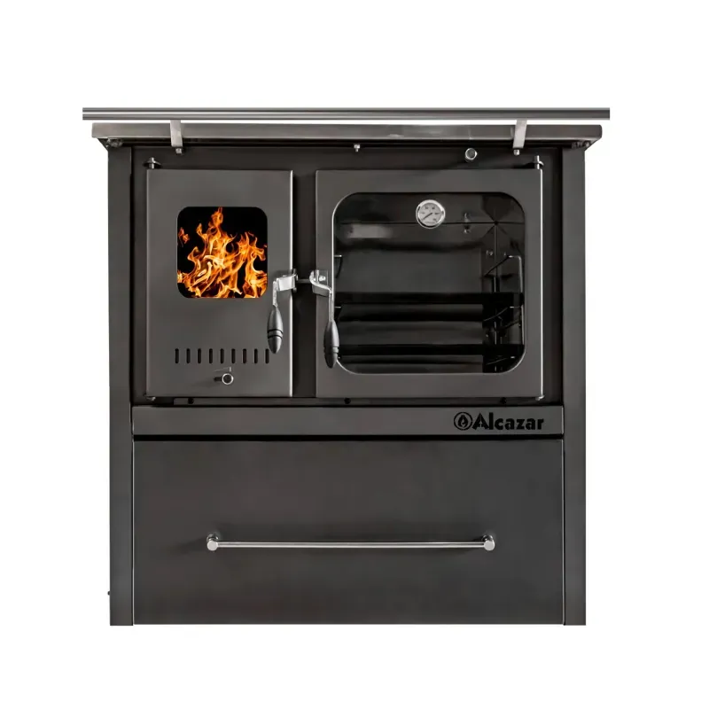 Cocina a Leña Europea M-90 Gris Grafito + Kit de Instalación Alcazar-1742314499676