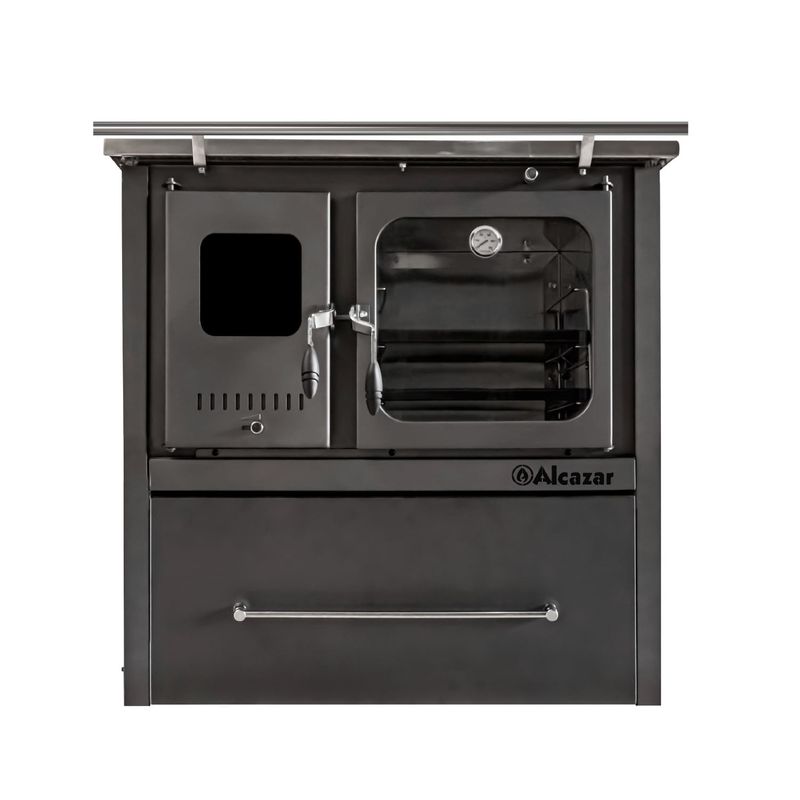 Cocina a Leña Europea M-90 Gris Grafito + Kit de Instalación Alcazar-1742314523410