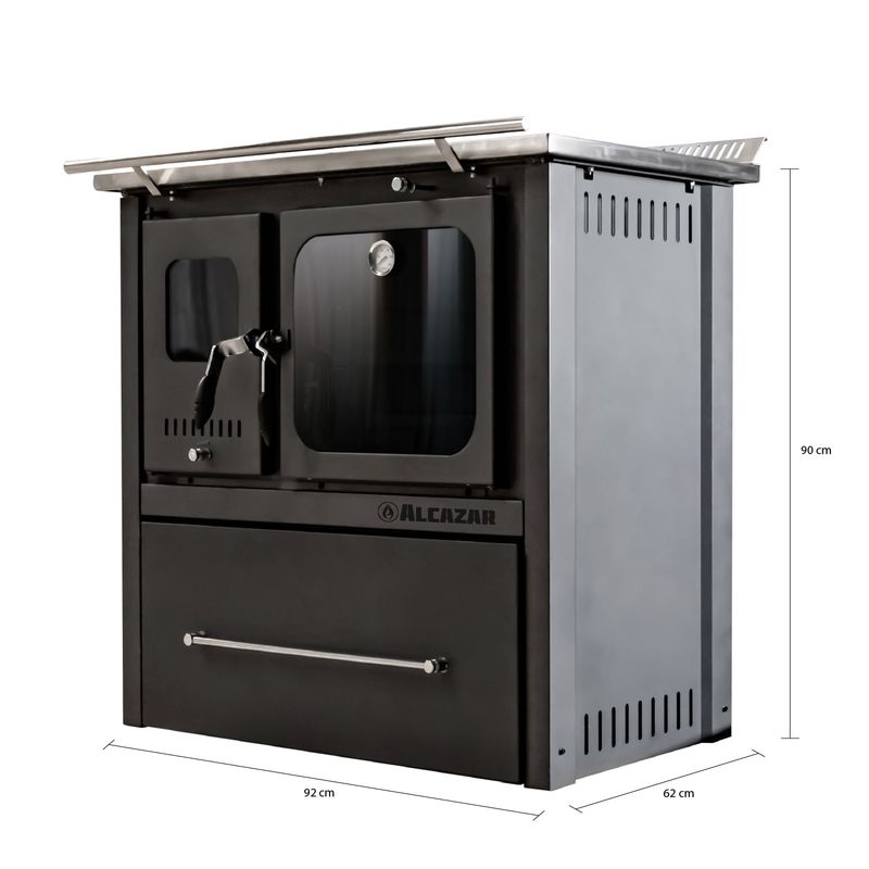 Cocina a Leña Europea M-90 Gris Grafito + Kit de Instalación Alcazar-1742314532111