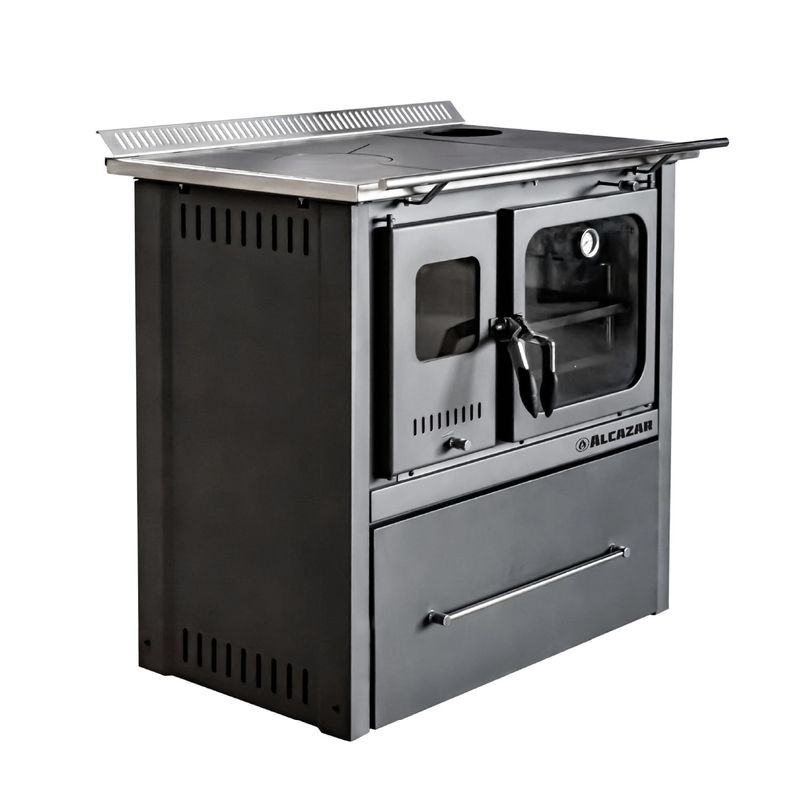 Cocina a Leña Europea M-90 Gris Grafito + Kit de Instalación Alcazar-1742314535496