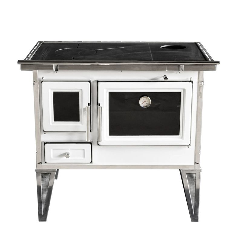 Cocina a Leña Calbuco L90 Blanca + Kit de Instalación Alcazar-1742314050238
