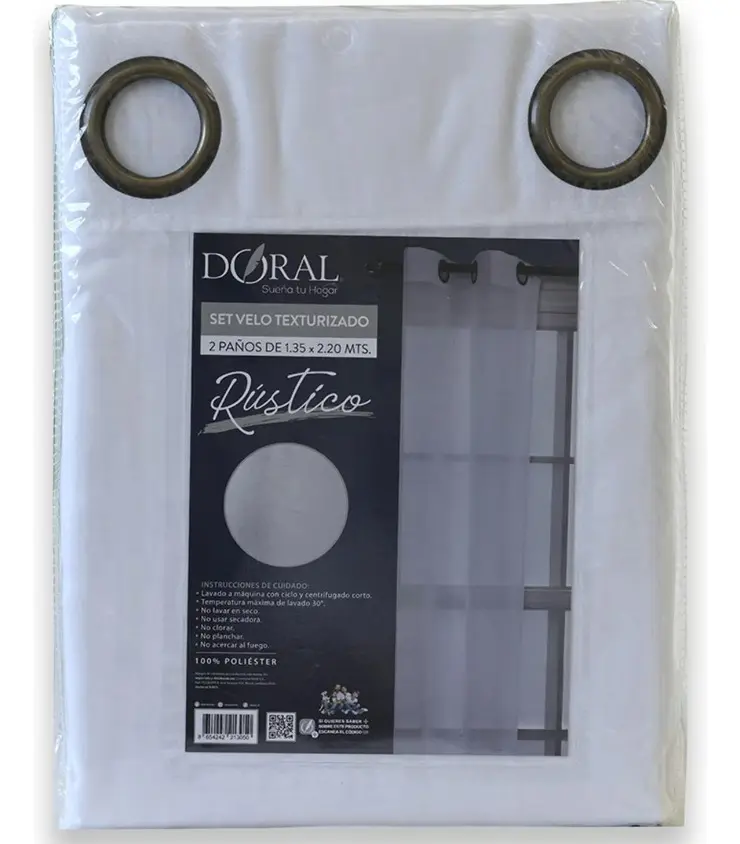 Velo Cortina 135X220Cm Texturizado D4 2 Paños Doral-1778098231231