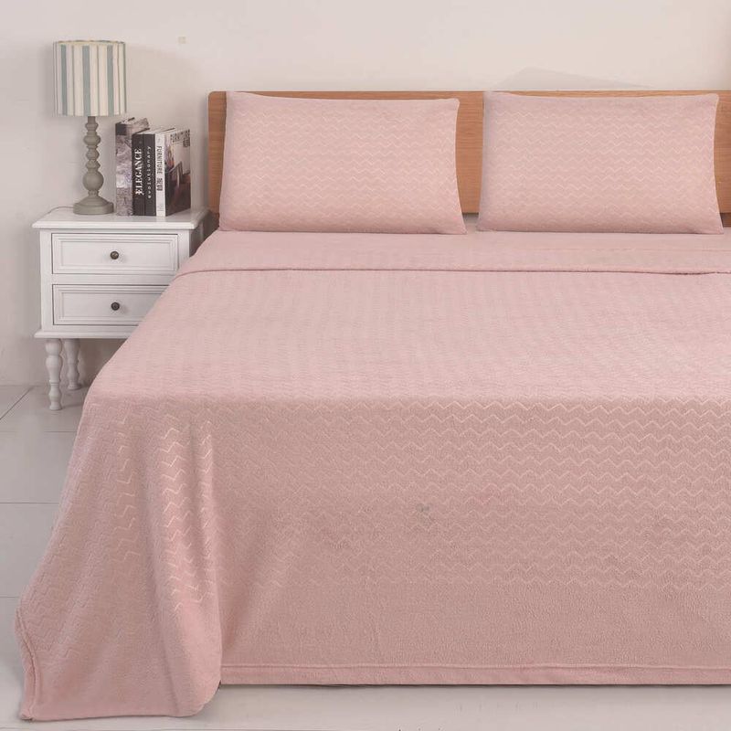 Sabana 2 Plazas Polar Coral Rosada Lisa Chantilly-1778098612084