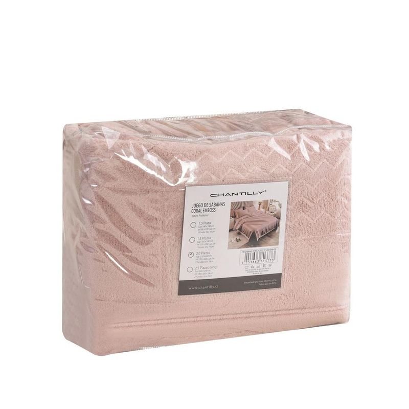 Sabana 2 Plazas Polar Coral Rosada Lisa Chantilly-1778098616652