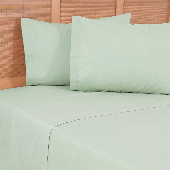 Sabana 2 Plazas 144 Hilos Colores Lisos Verde Mashini-1778100443543