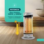 Estufa Electrica Fibra De Carbono Silver 1000W 120K6 Oscilante Kendal-1781279392808