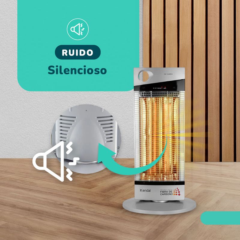 Estufa Electrica Fibra De Carbono Silver 1000W 120K6 Oscilante Kendal-1781279396732