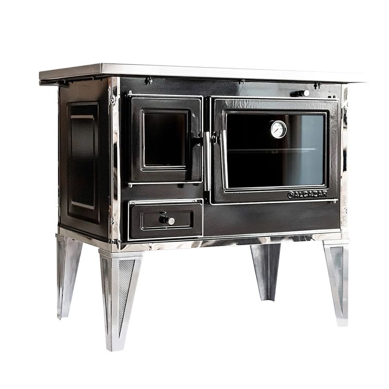 Cocina A Leña 92*62Cm Con Kit Negra Alcazar-1739211323036
