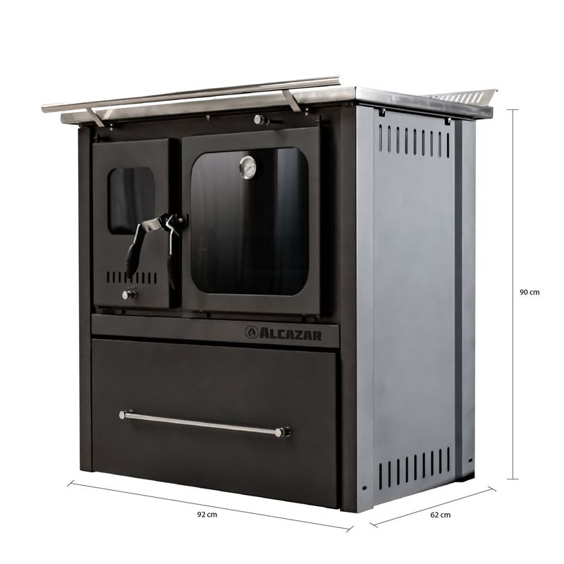 Cocina a Leña Europea M-90 Gris Grafito + Kit de Instalación Alcazar-1742314532111