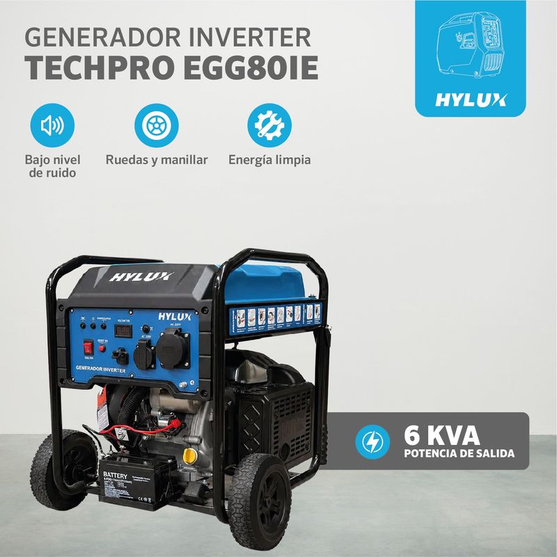 Generador Inverter A Gasolina 6.0Kva 220V Egg80Ie Hylux-1782165933136