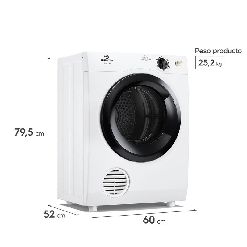 Secadora De Ropa 7Kg Carga Frontal 7D Bzg Pro Blanca Mademsa-1782166429301