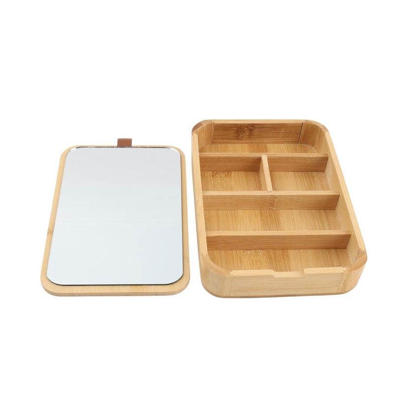 Joyero Organizador Con Espejo Bambu Homewell-1782222453213