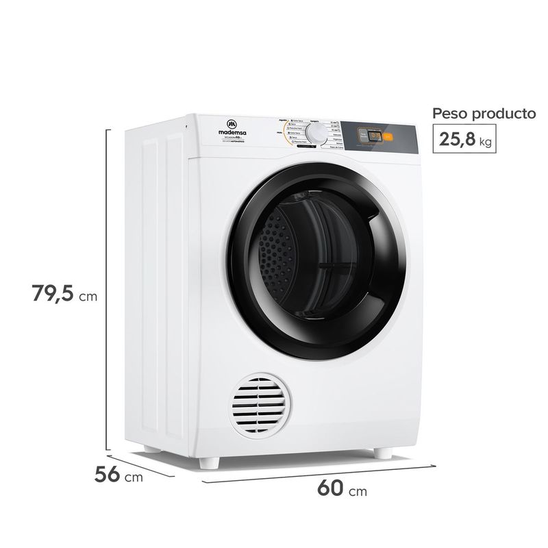 Secadora De Ropa 9Kg Pro 9Dbzg Carga Frontal Blanca Mademsa-1783017400417