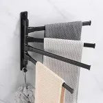 Toallero Giratorio De Pared 4 Barras Negro 33X30X2Cm Casa Viva-1783614167464