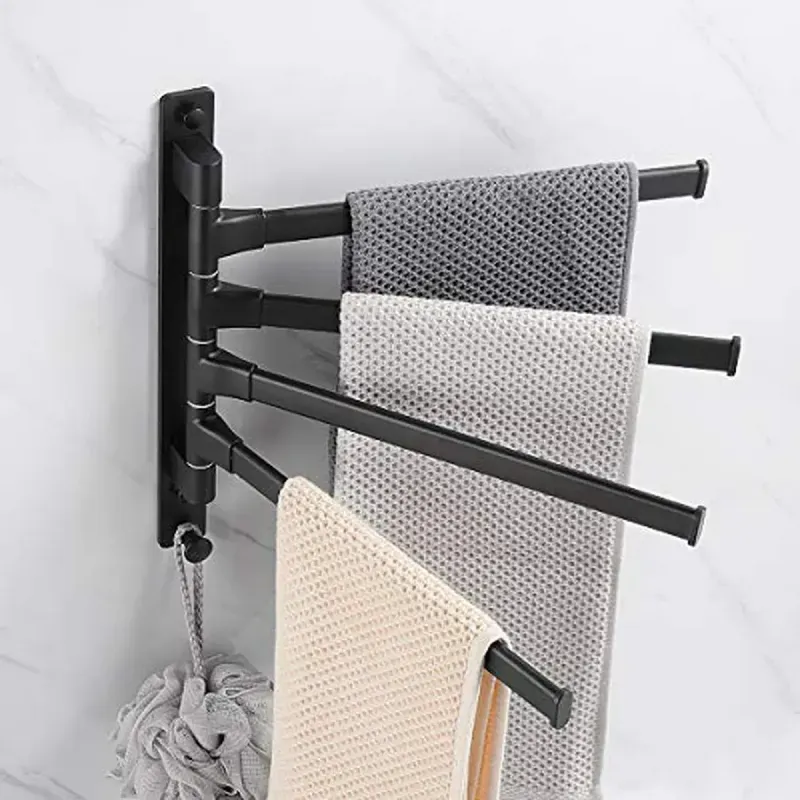 Toallero Giratorio De Pared 4 Barras Negro 33X30X2Cm Casa Viva-1783614167464