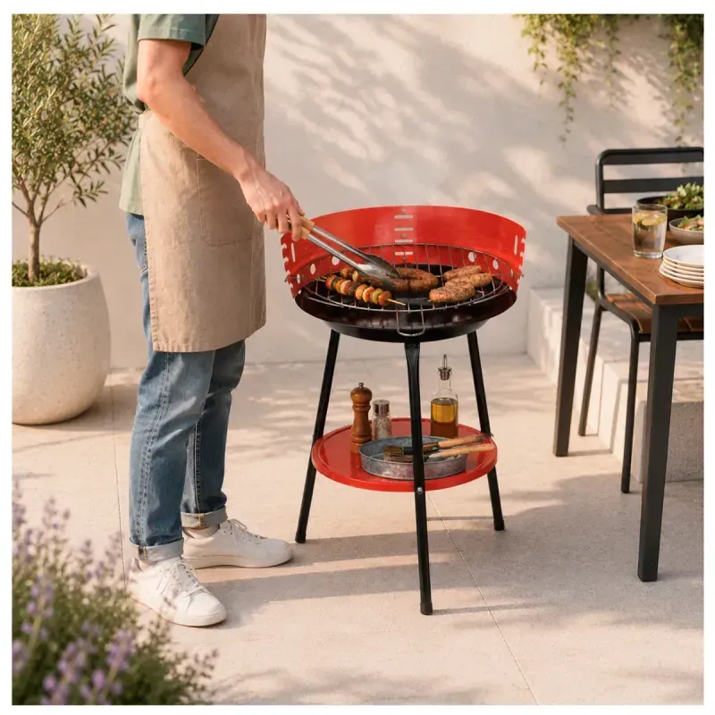 Parrilla A Carbon 36X36X53.5Cm Portatil Redonda Con Repisa S/M Fab-1786485838506