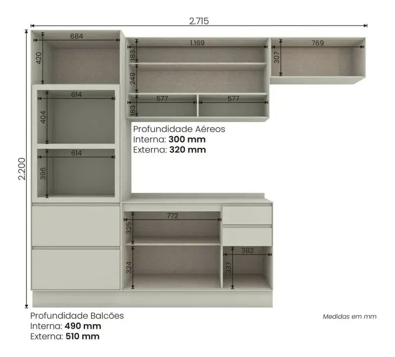 Mueble Cocina Fineze 272Cm Henn-1787179010412