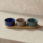 Set 3 Bowls Ceramica Redondos + Bandeja Bamboo 28Cm Decoexpress-1787761372382